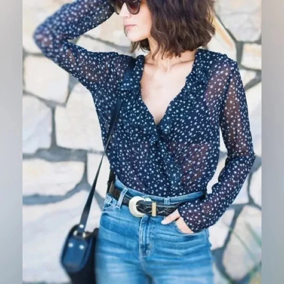 Vintage Zara Accessoires Long Sleeve Sheer Bodysuit Size S - Picture 3 of 9